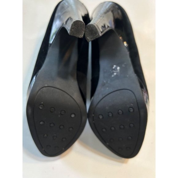 Women's Isaac Mizrahi Heels Size 5.5 Leather Suede Black 4 Inch Heel Satin Bow - Picture 9 of 9